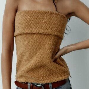 ZARA TEDDY TEXTURED STRAPLESS TOP